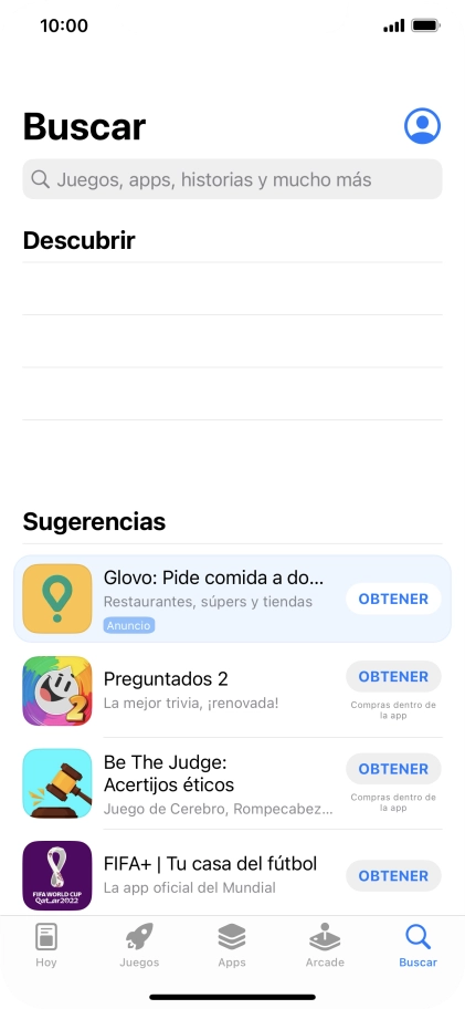 Pulsa en el campo de búsqueda e introduce el nombre o el tema de la app deseada.