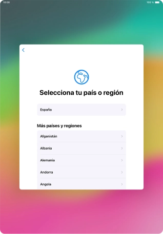 Pulsa el país o el área deseados.