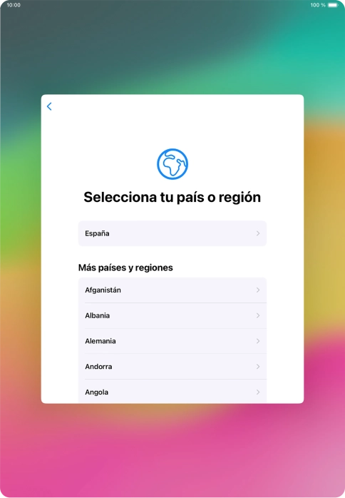 Pulsa el país o el área deseados.