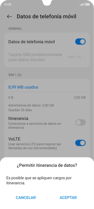 Si activas la función, pulsa ACEPTAR.