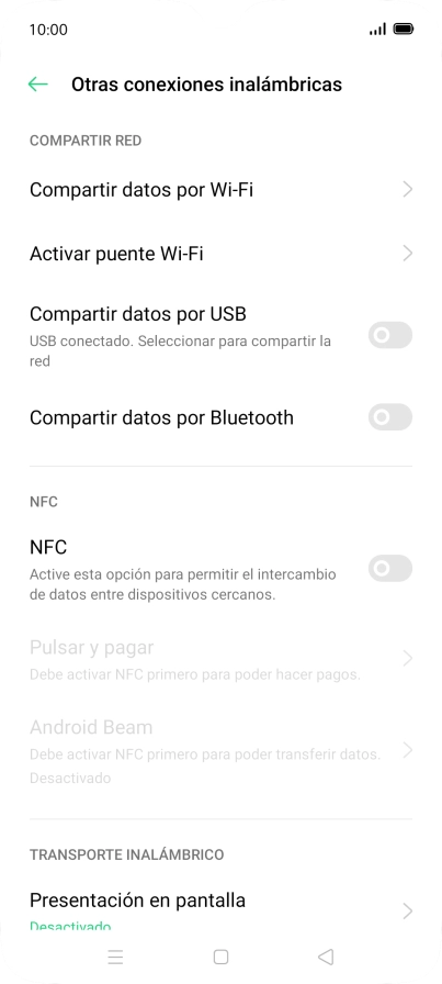 Pulsa Compartir datos por Wi-Fi.