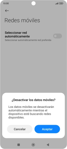 Pulsa Aceptar y espera mientras el teléfono está buscando redes.