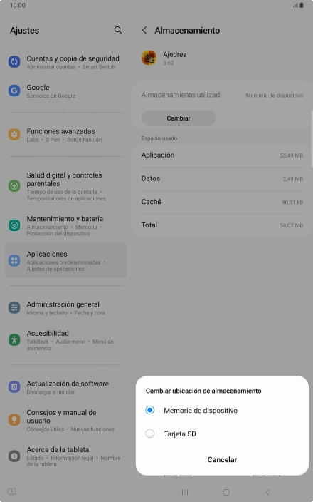 Pulsa el nombre de la tarjeta de memoria.