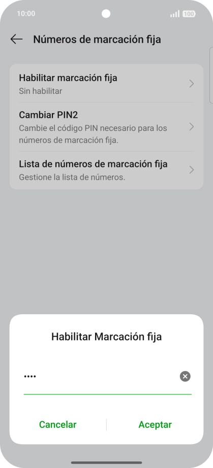 Introduce el código PIN2 y pulsa Aceptar.