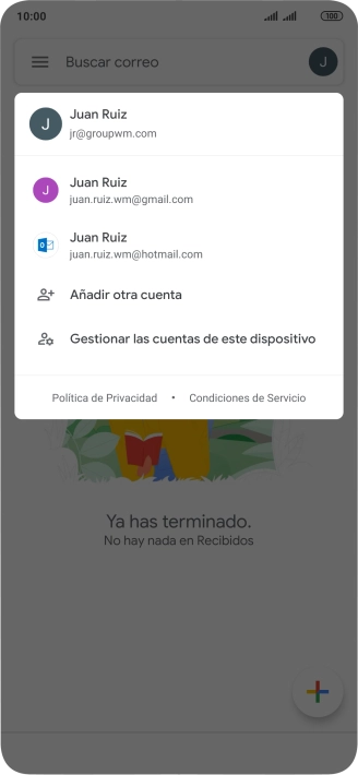 Pulsa la cuenta de correo electrónico deseada.