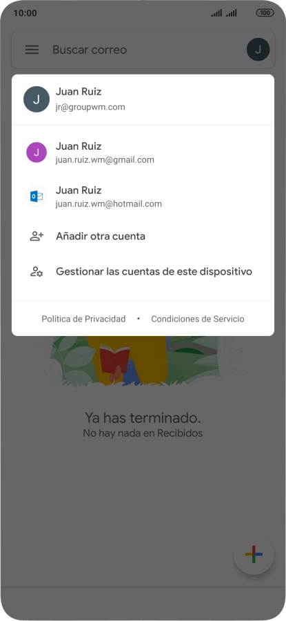 Pulsa la cuenta de correo electrónico deseada.