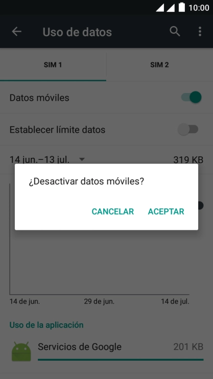 Si desactivas la función, pulsa ACEPTAR.