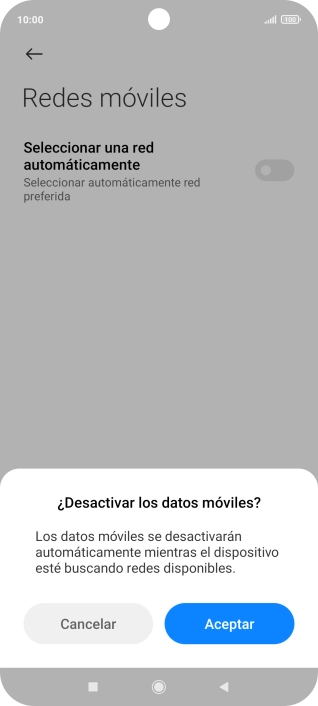 Pulsa Aceptar y espera mientras el teléfono está buscando redes.