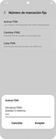 Introduce el código PIN2 y pulsa Aceptar.