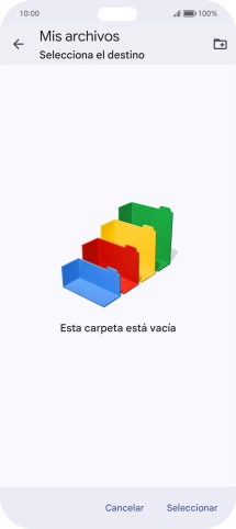 Si deseas crear una nueva carpeta, pulsa el icono de nueva carpeta y sigue las indicaciones de la pantalla para crearla.