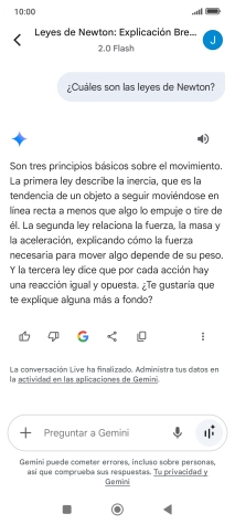 La transcripción de la conversación con Gemini Live aparece ahora en la pantalla.
