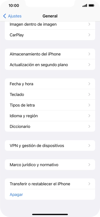 Pulsa Transferir o restablecer el iPhone.