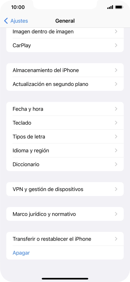 Pulsa Transferir o restablecer el iPhone.