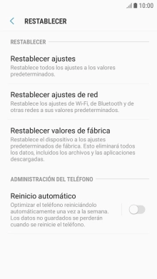 Pulsa Restablecer valores de fábrica.