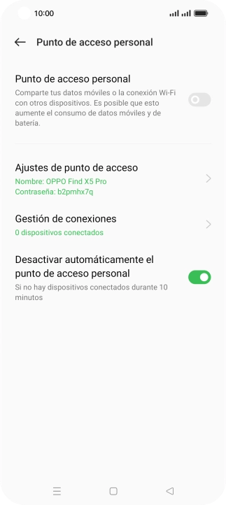 Pulsa Ajustes de punto de acceso.