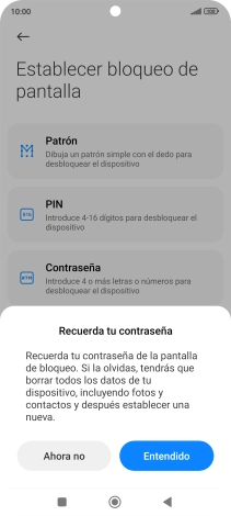 Pulsa Entendido y sigue las indicaciones de la pantalla para crear un código de seguridad del teléfono adicional.