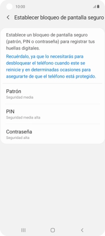 Pulsa el código de seguridad deseado y sigue las indicaciones de la pantalla para crear un código de seguridad del teléfono adicional.