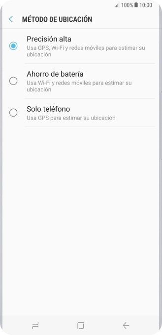 Si seleccionas Precisión alta, el teléfono podrá encontrar tu posición exacta con ayuda de los satélites GPS, la red móvil y una red wifi cercana. El GPS por satélite requiere vista libre al cielo.