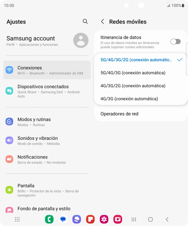 Pulsa el tipo de red deseado.