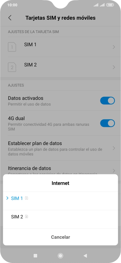 Pulsa la tarjeta SIM deseada.