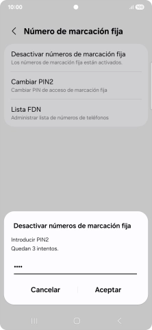 Introduce el código PIN2 y pulsa Aceptar.