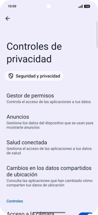 Pulsa Gestor de permisos.