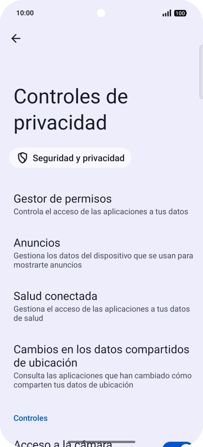 Pulsa Gestor de permisos.