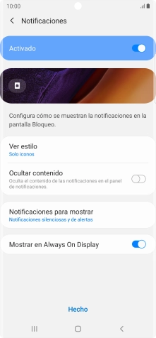 Pulsa los ajustes deseados para activarlos o desactivarlos.