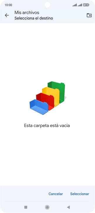 Si deseas crear una nueva carpeta, pulsa el icono de nueva carpeta y sigue las indicaciones de la pantalla para crearla.