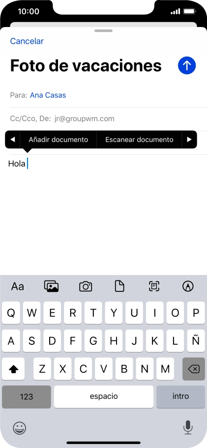 Pulsa Añadir documento y sigue las indicaciones de la pantalla para adjuntar un documento.