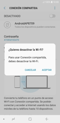 Si la función de wifi está activada, pulsa ACEPTAR.
