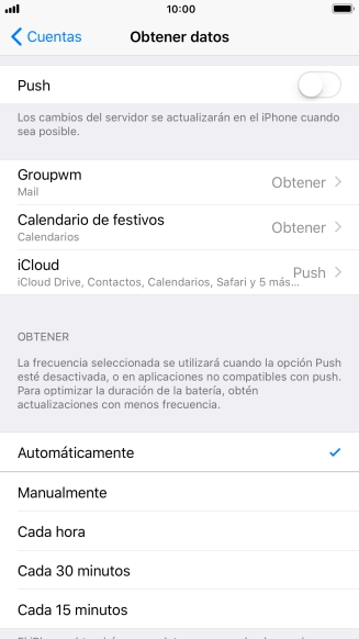Si desactivas la función, pulsa el ajuste deseado.