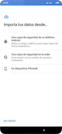 Pulsa la opción deseada y sigue las indicaciones de la pantalla para transferir contenido desde el otro teléfono y finalizar la activación de tu teléfono.