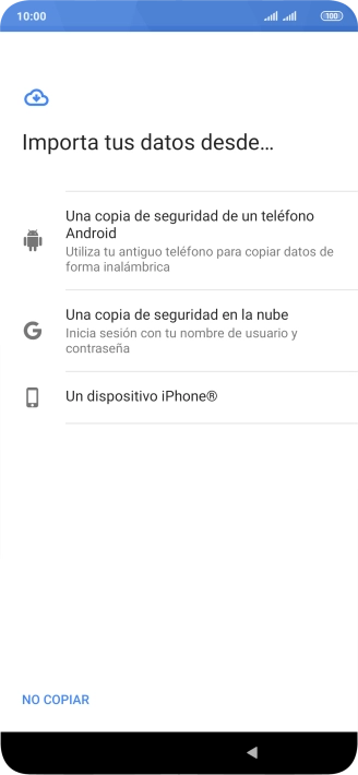 Pulsa la opción deseada y sigue las indicaciones de la pantalla para transferir contenido desde el otro teléfono y finalizar la activación de tu teléfono.