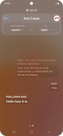 Graba la palabra o frase deseadas y espera a que aparezca la traducción.