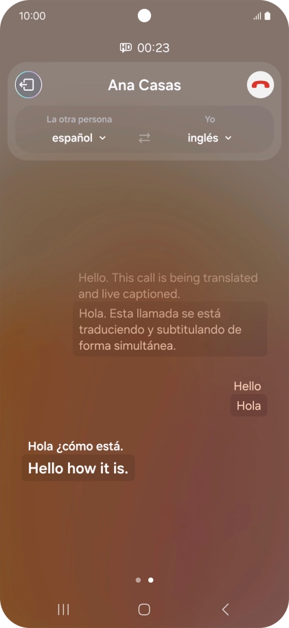Graba la palabra o frase deseadas y espera a que aparezca la traducción.