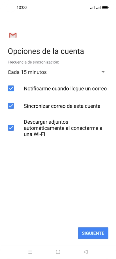 Si aparece en la pantalla esta imagen, tu cuenta de correo electrónico ha sido reconocida y configurada automáticamente. Sigue las indicaciones de la pantalla para introducir más información y terminar la configuración.