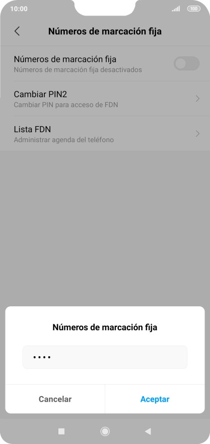 Introduce el código PIN2 y pulsa Aceptar.