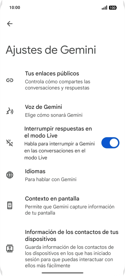 Sigue las indicaciones de la pantalla para seleccionar los ajustes deseados.