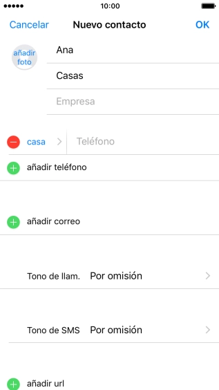 Pulsa Teléfono e introduce el número de teléfono deseado.