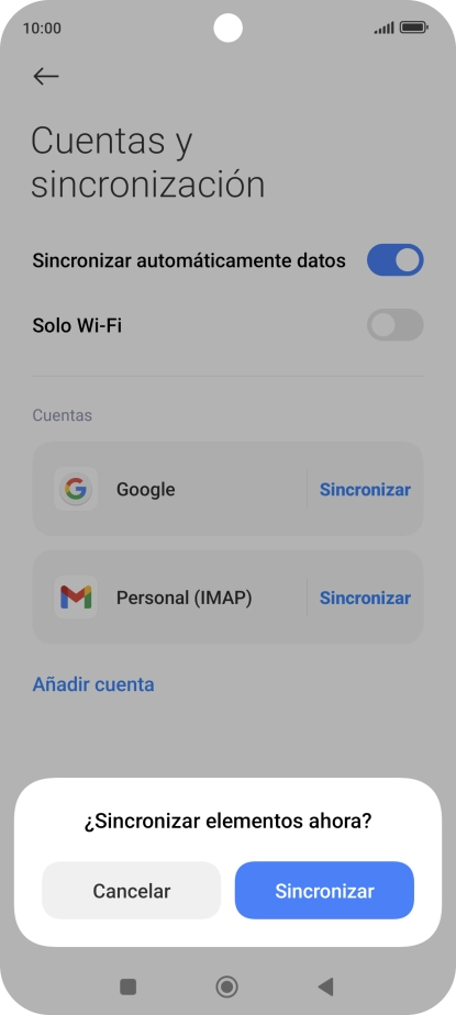 Si activas la función, pulsa Sincronizar.