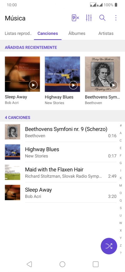 Pulsa el archivo de música deseado.