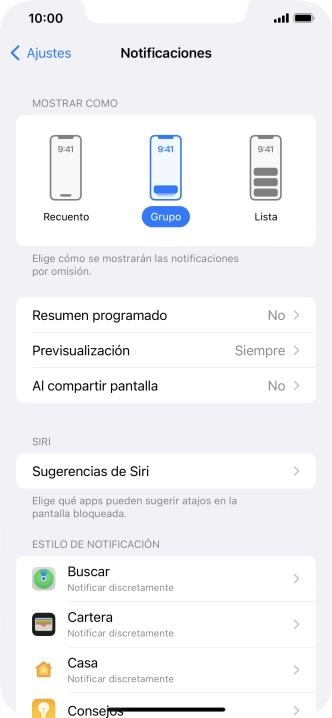 Pulsa Resumen programado.