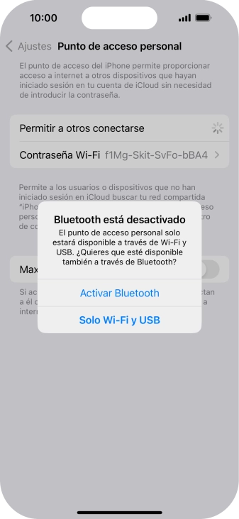 Si la función de wifi está activada, pulsa Solo Wi-Fi y USB.