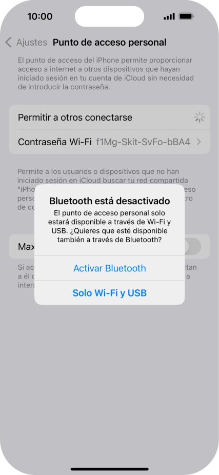 Si la función de wifi está activada, pulsa Solo Wi-Fi y USB.