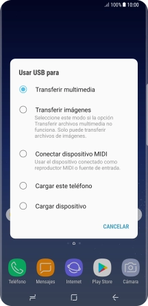 Pulsa Transferir multimedia para activar la función.