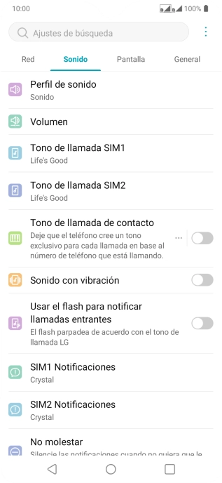Pulsa Tono de llamada ‹SIM›.