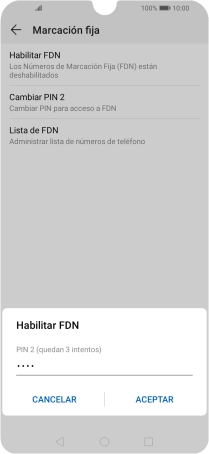 Introduce el código PIN2 y pulsa ACEPTAR.
