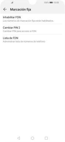 Pulsa Inhabilitar FDN para desactivar la marcación fija.