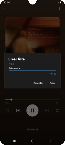 Introduce el nombre deseado de la lista de reproducción y pulsa Crear.